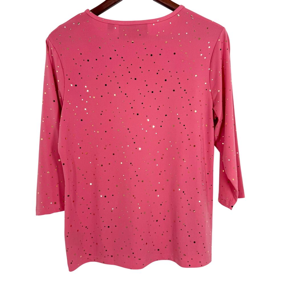 Susan Graver Style Sz Small Sparkly Pink Gold Formal Stretchy Blouse Shirt Top - Picture 7 of 7